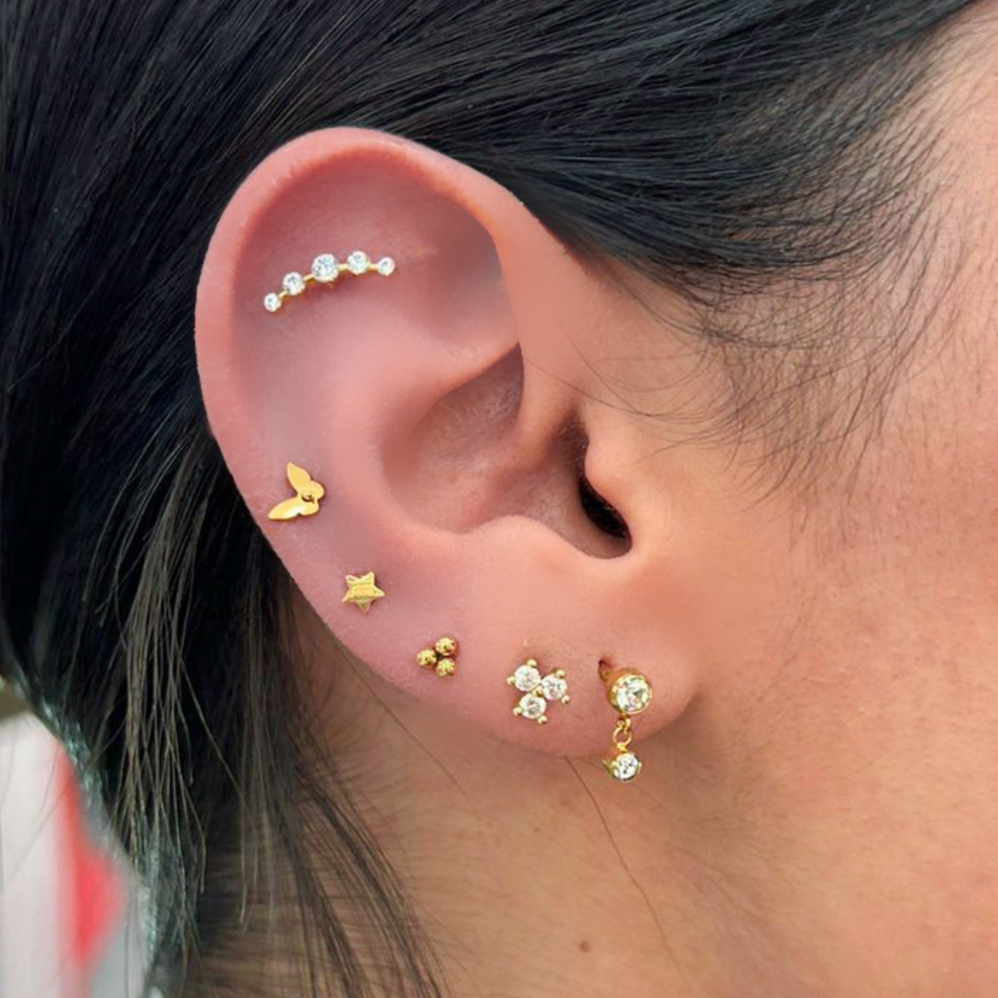 Piercing Acero Quirúrgico Dorado Trio Bolitas