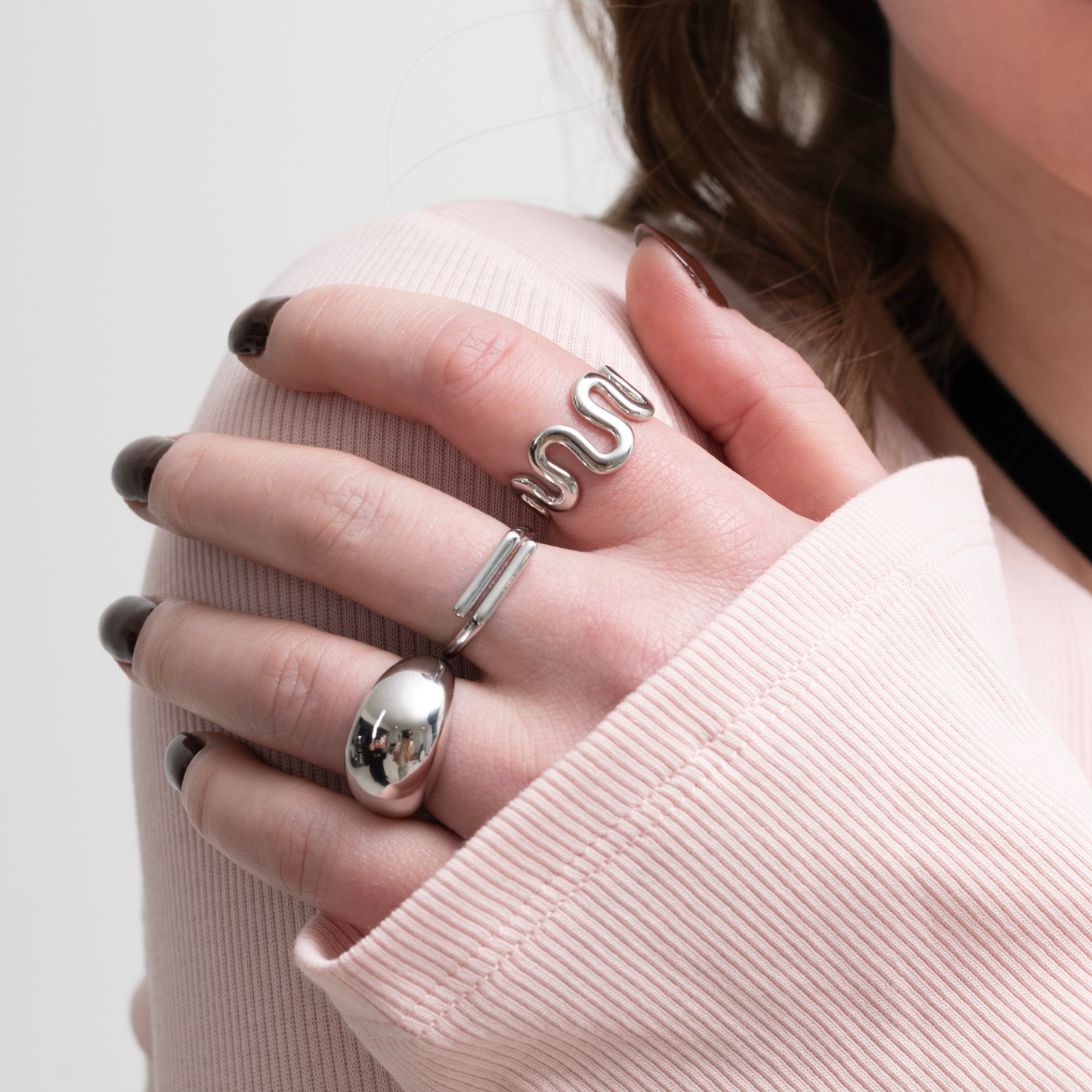 Anillo Plateado Ondas
