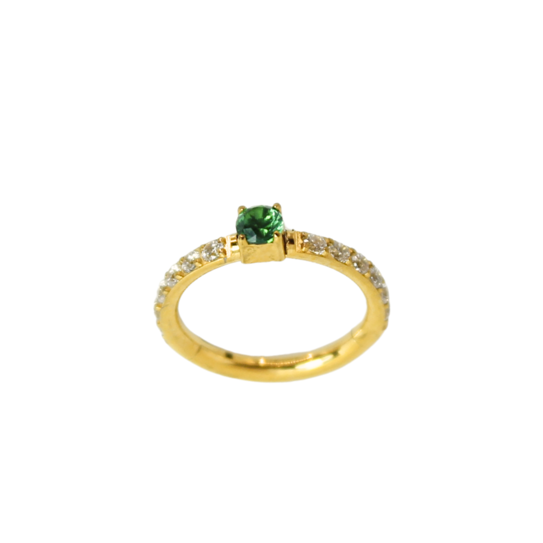 Piercing Titanio Dorado Clicker Fairy Verde 8mm