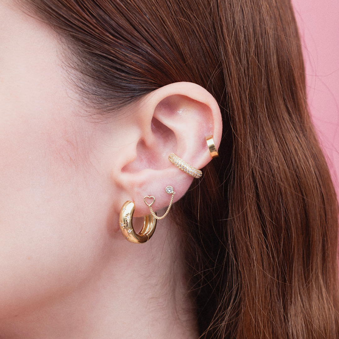 Corazón Vacío y Bisel Con Cadena 10K