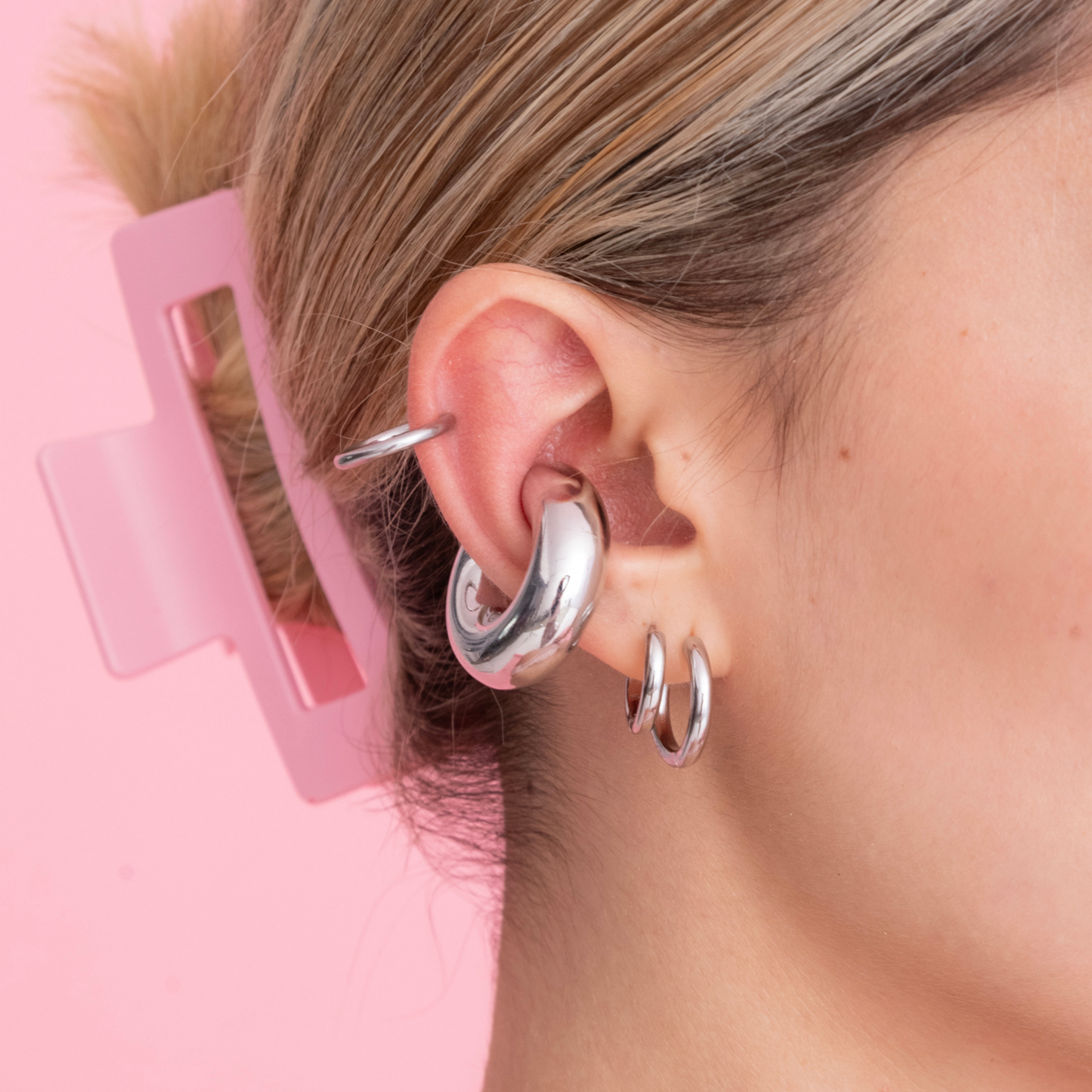 Ear Cuff Súper Chunky Plateado
