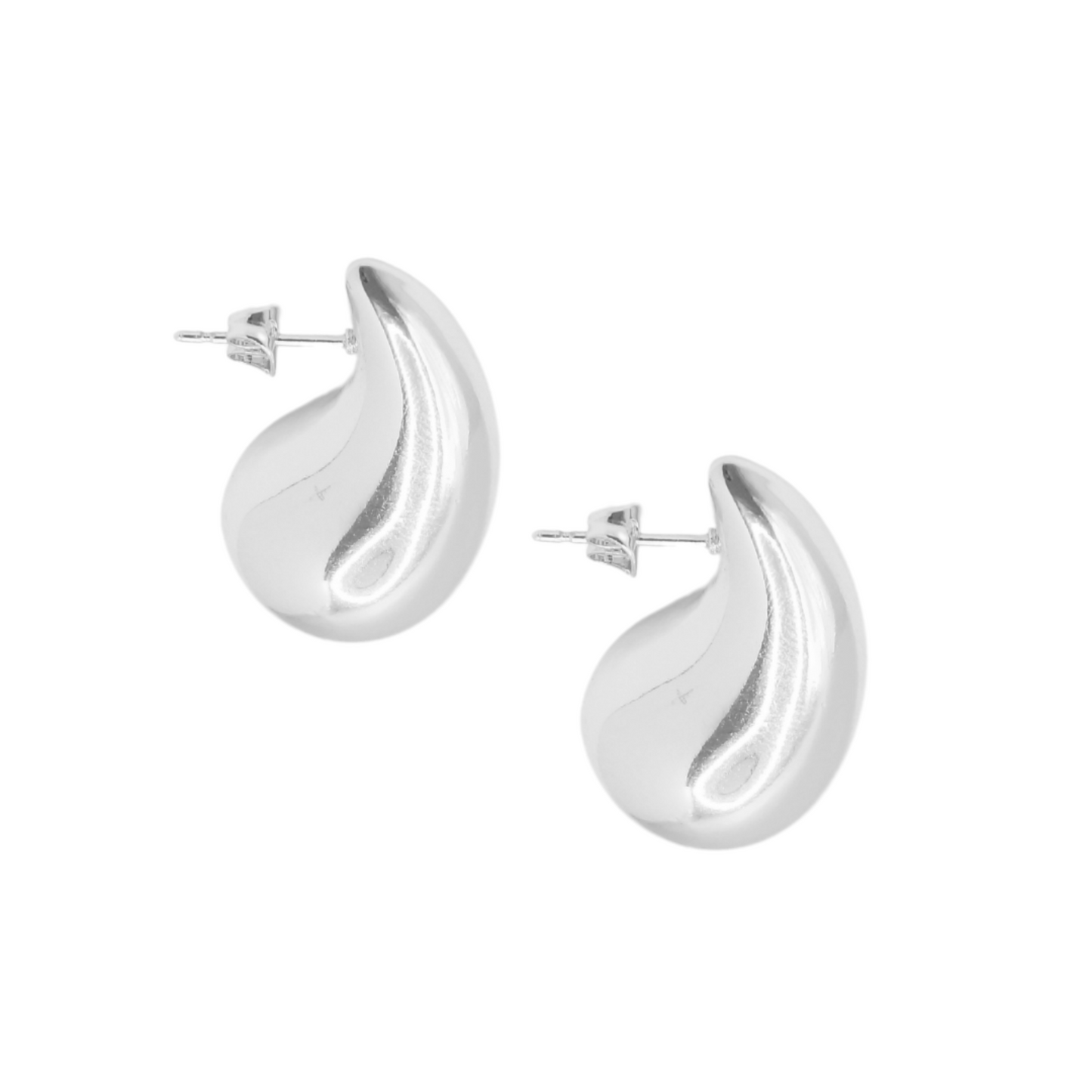 Arete Gota Grande Plateado Par