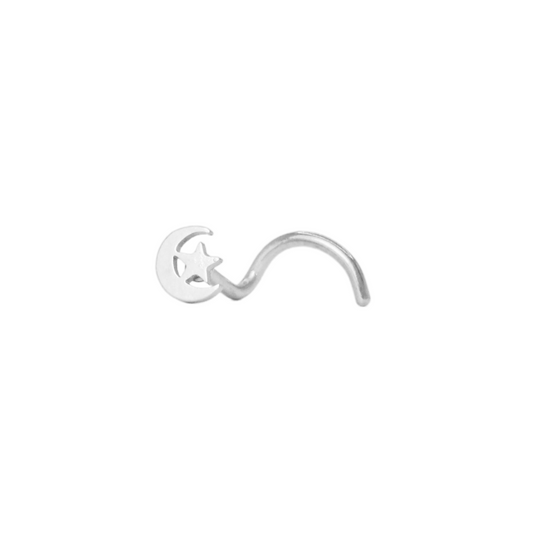 Tragus Plateado Luna y Estrella