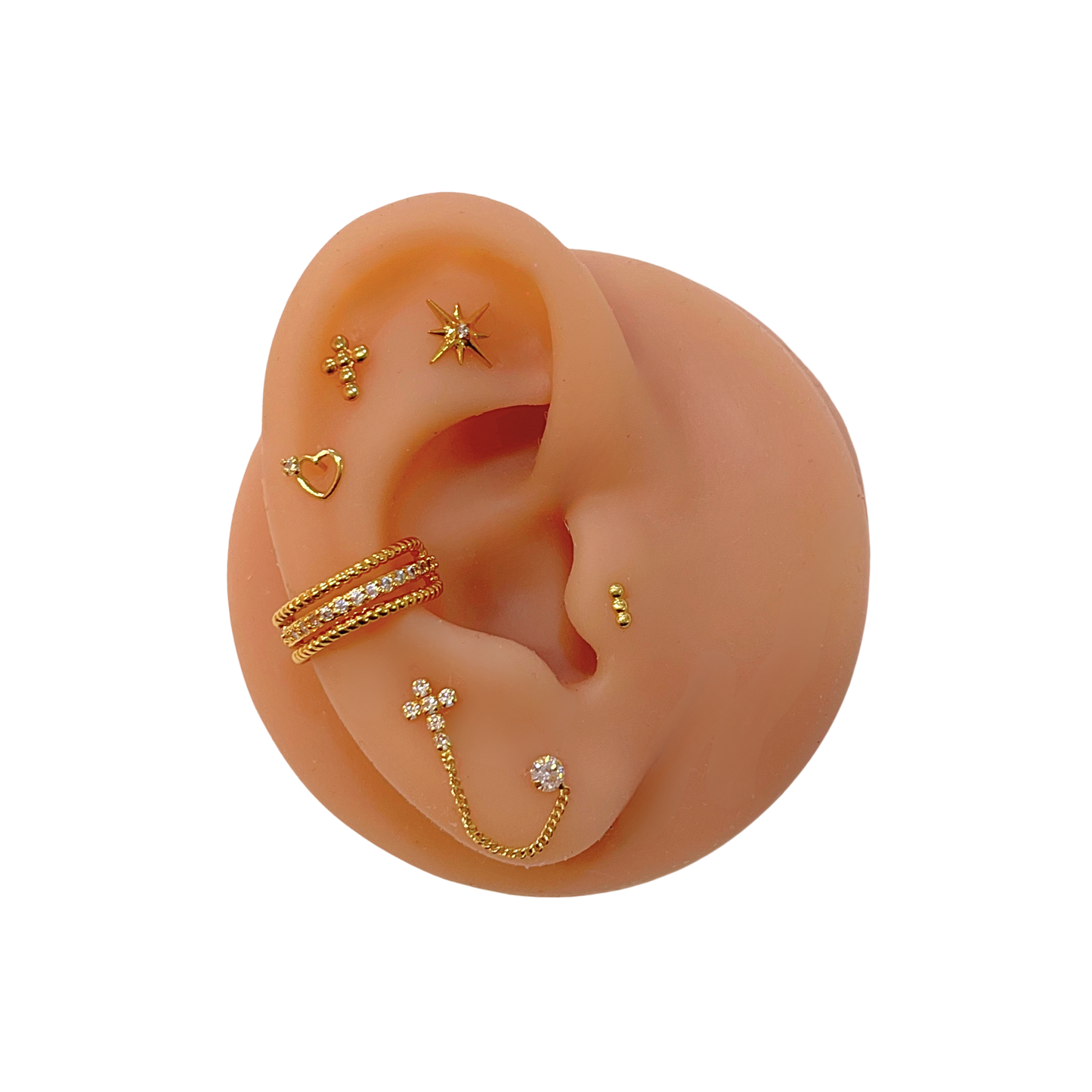 Cruz Circonias y White Stud Con Cadena 10K