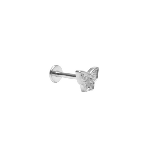 Piercing Titanio Plateado Mariposa