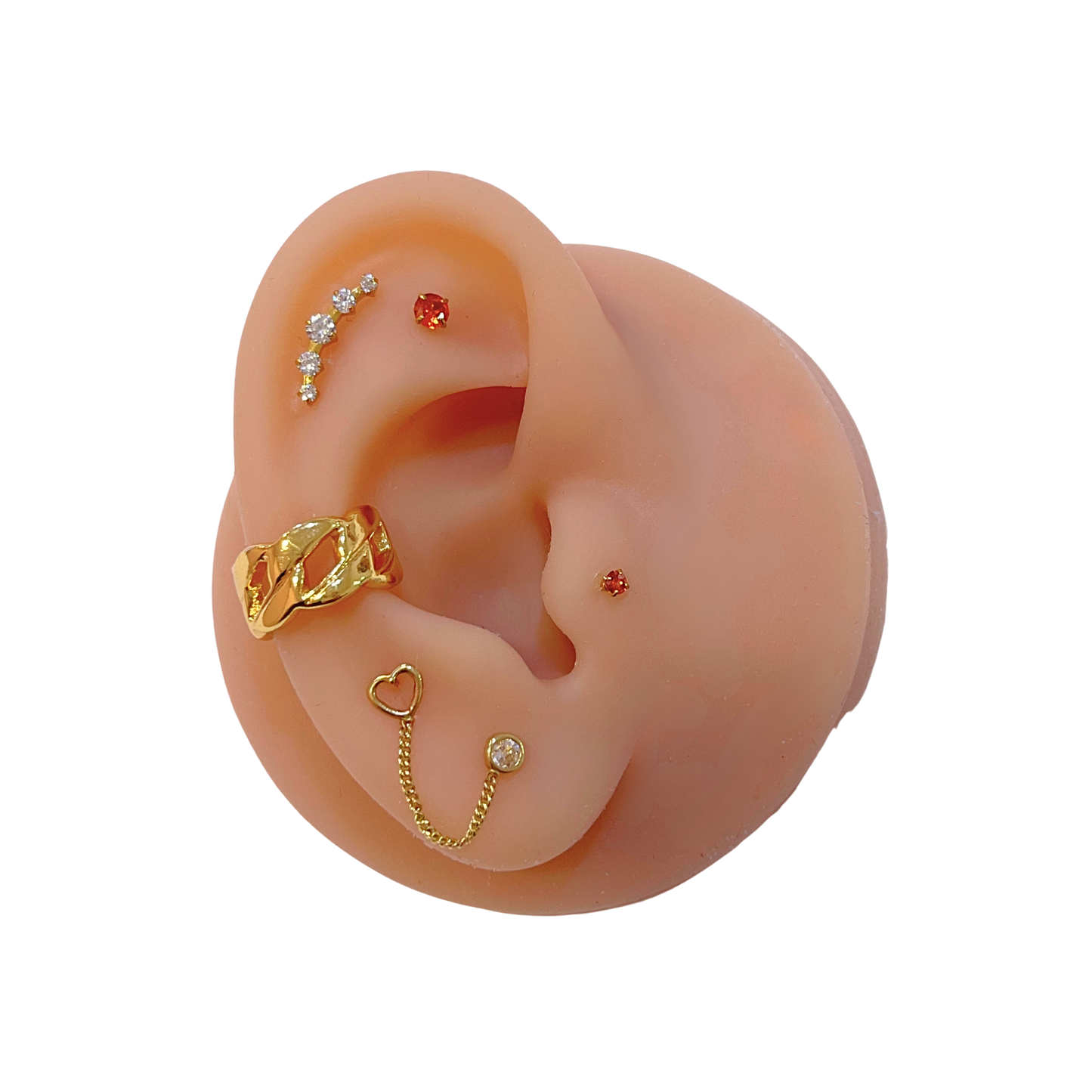 Corazón Vacío y Bisel Con Cadena 10K