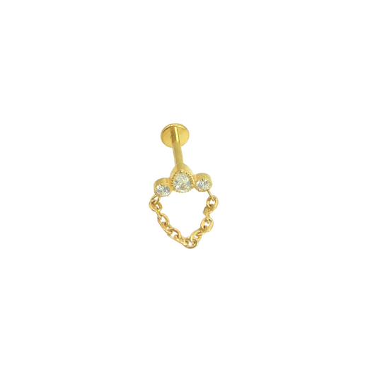 Piercing Titanio Dorado Arco Con Cadena