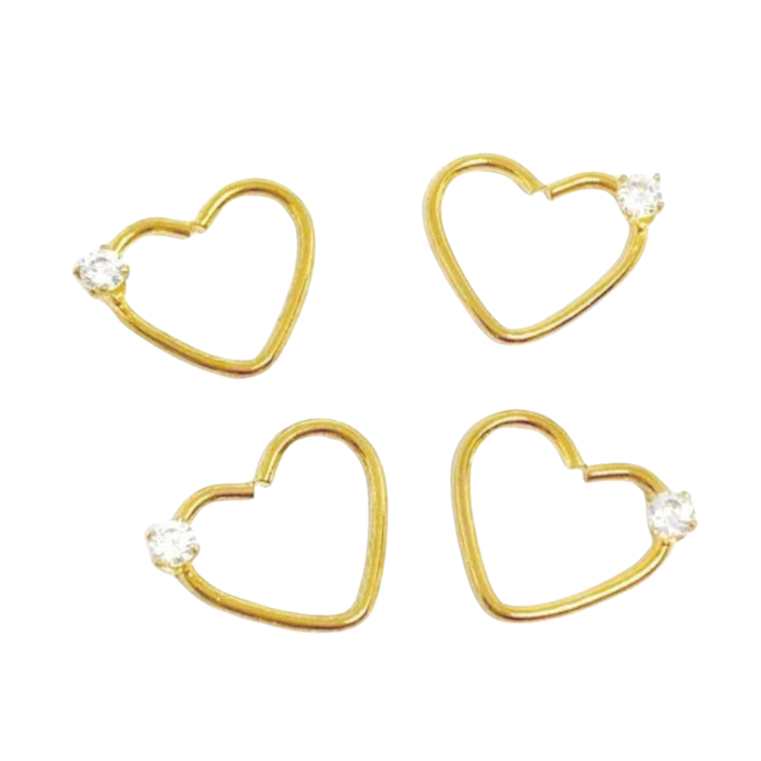 Daith Corazón Circonia Acero Dorado 8mm