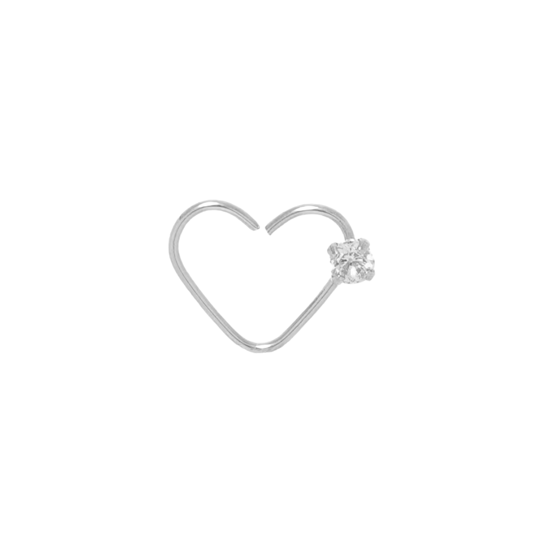 Daith Corazón Circonia Acero Plateado 8mm
