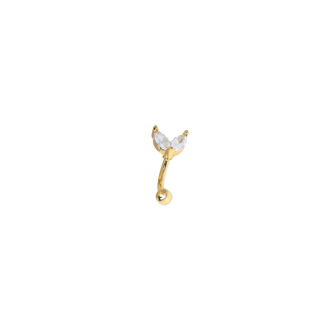 Piercing acero quirúrgico banana dorado dos pétalos