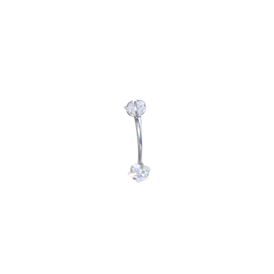 Piercing acero quirúrgico banana plateado estrella