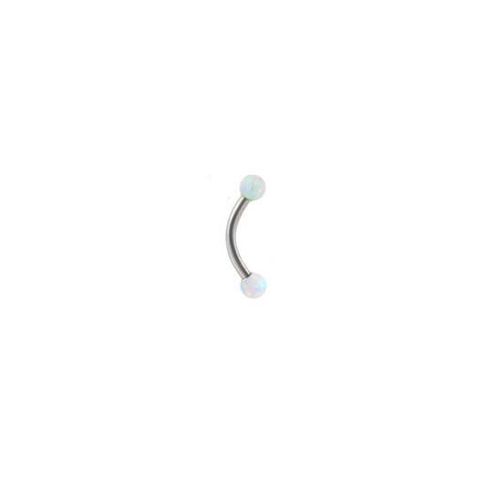 Piercing Titanio Banana Plateado Opalo