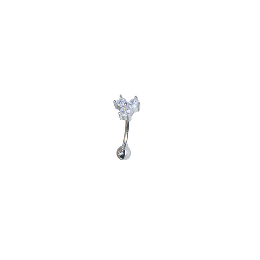 Piercing Acero Quirúrgico Banana Plateado Trio Circonias