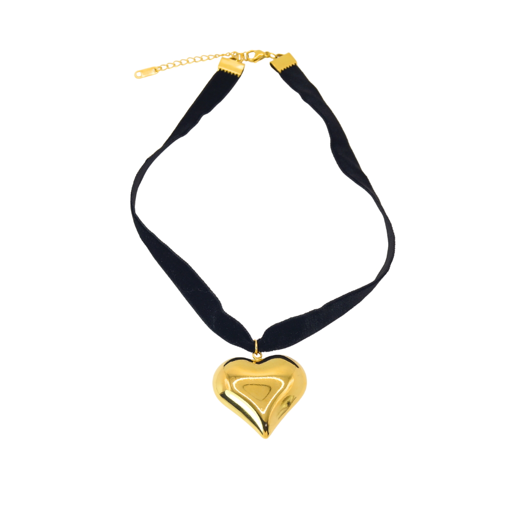 Collar choker corazón dorado