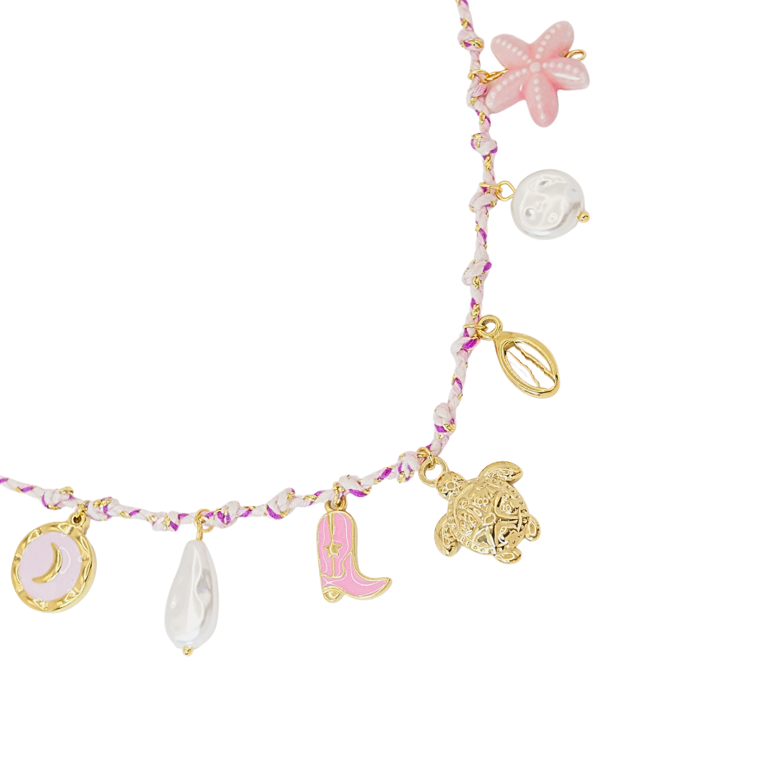 Collar rosa charms marinos