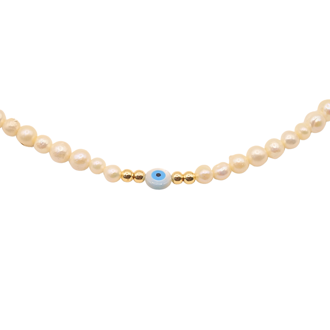 Collar Ojo Turco Con Perlas