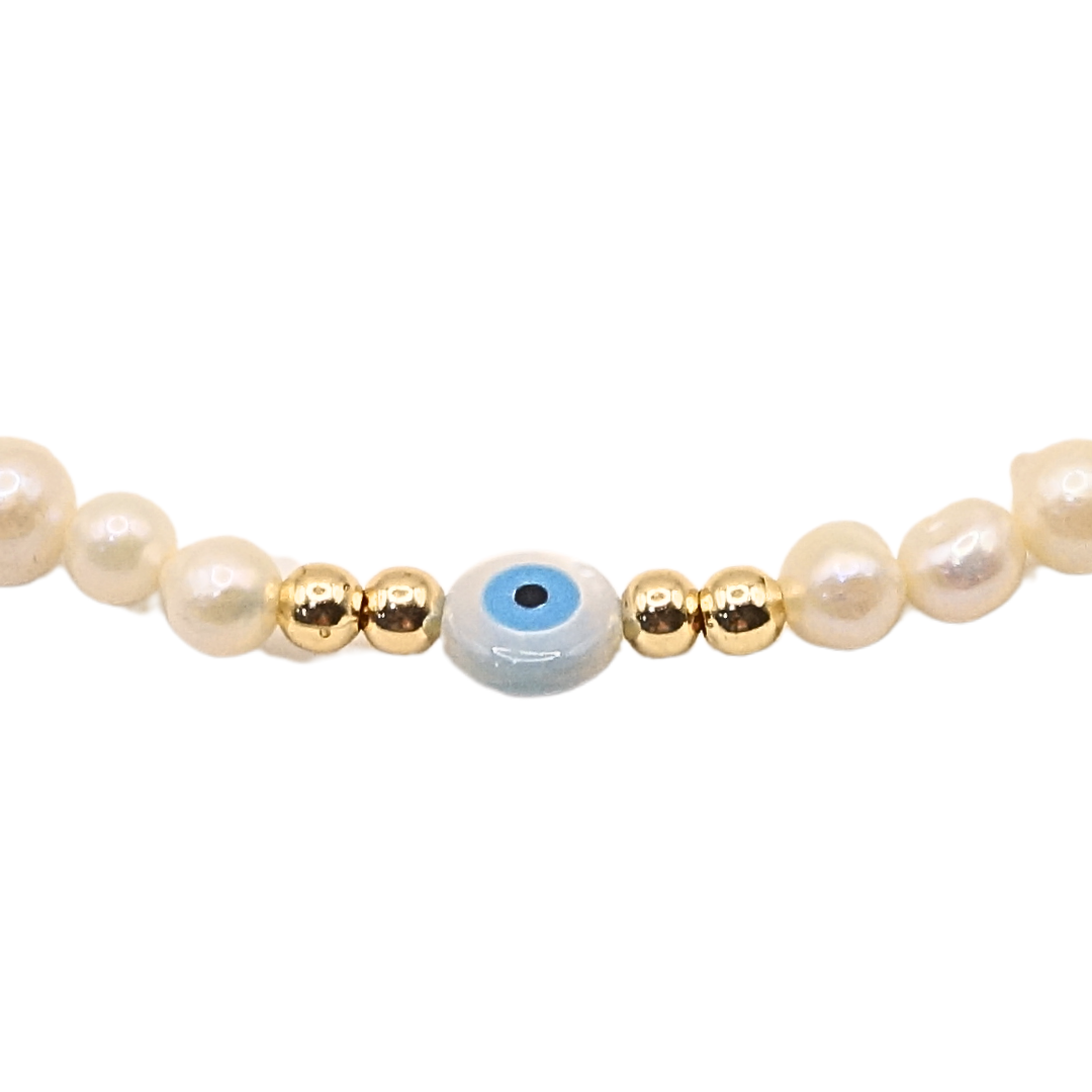 Collar Ojo Turco Con Perlas