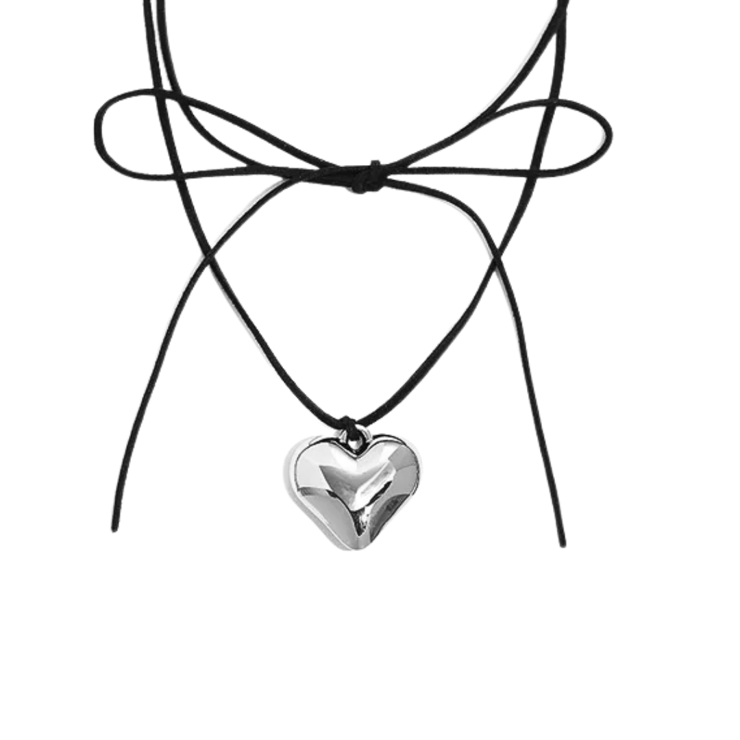 Corbatin plateado corazón