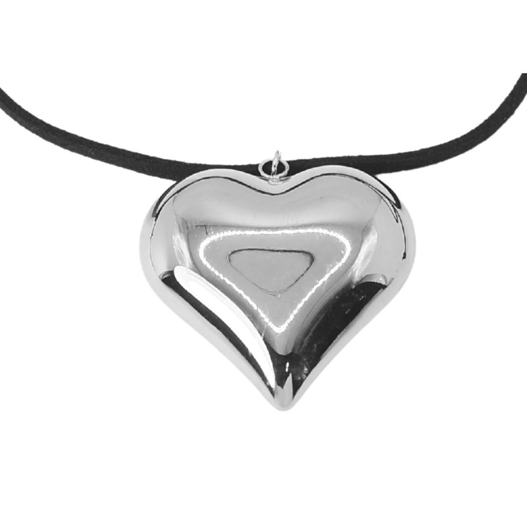 Corbatin plateado corazón