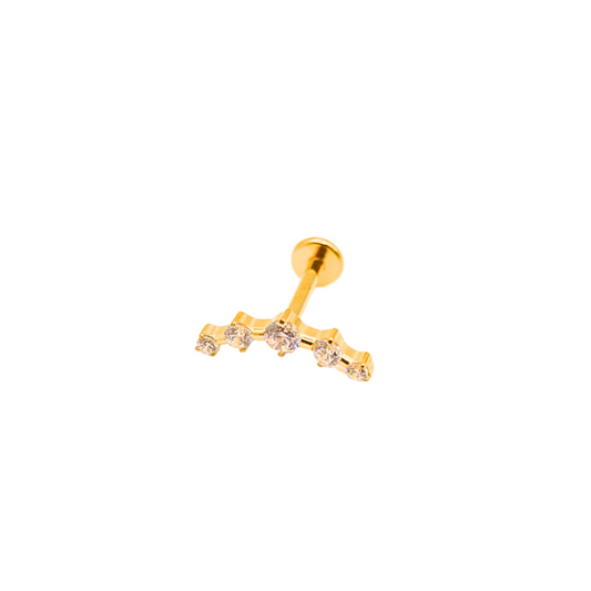 Piercing Titanio Dorado Cinco Circonias