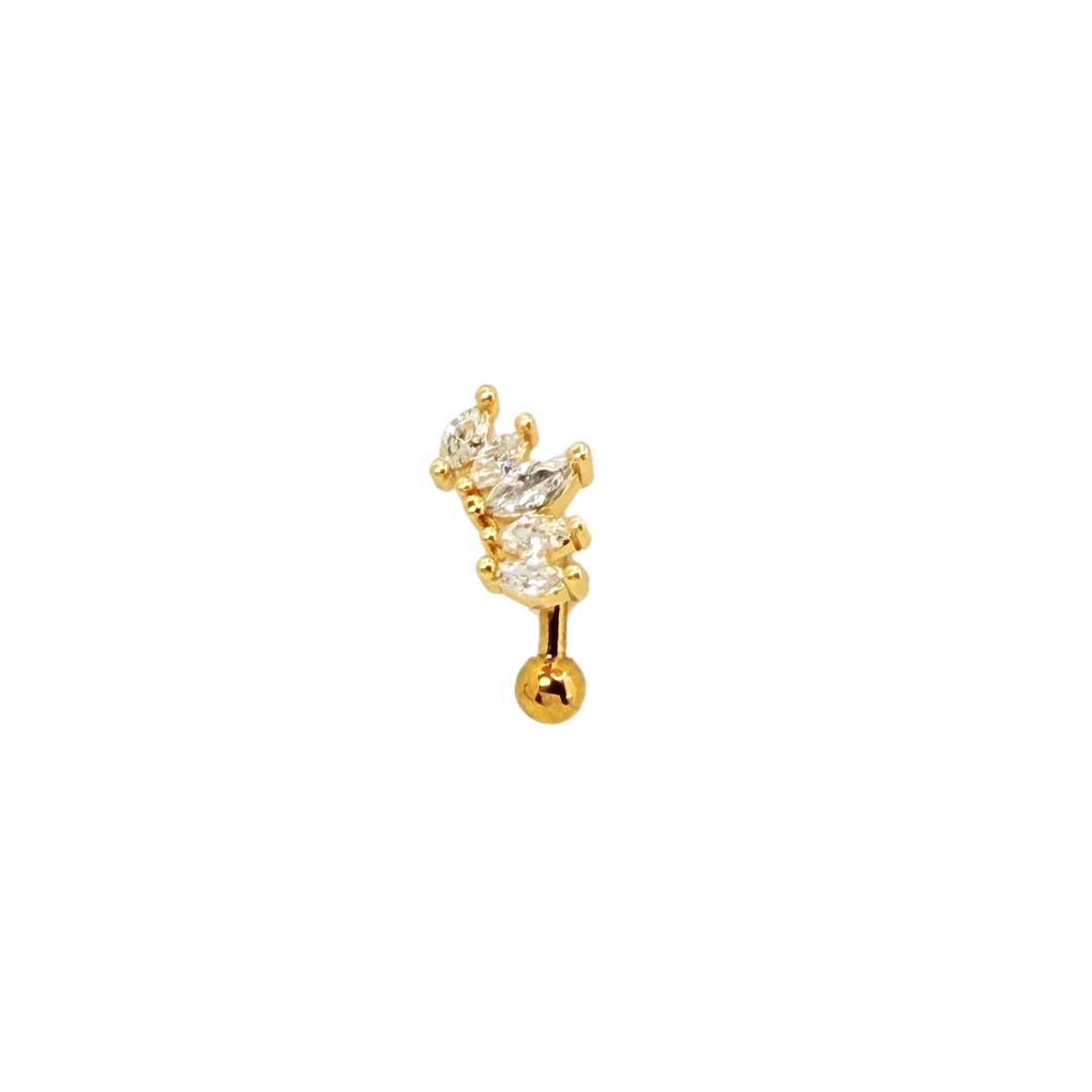 Piercing Acero Quirúrgico Banana Dorado Cinco Pétalos