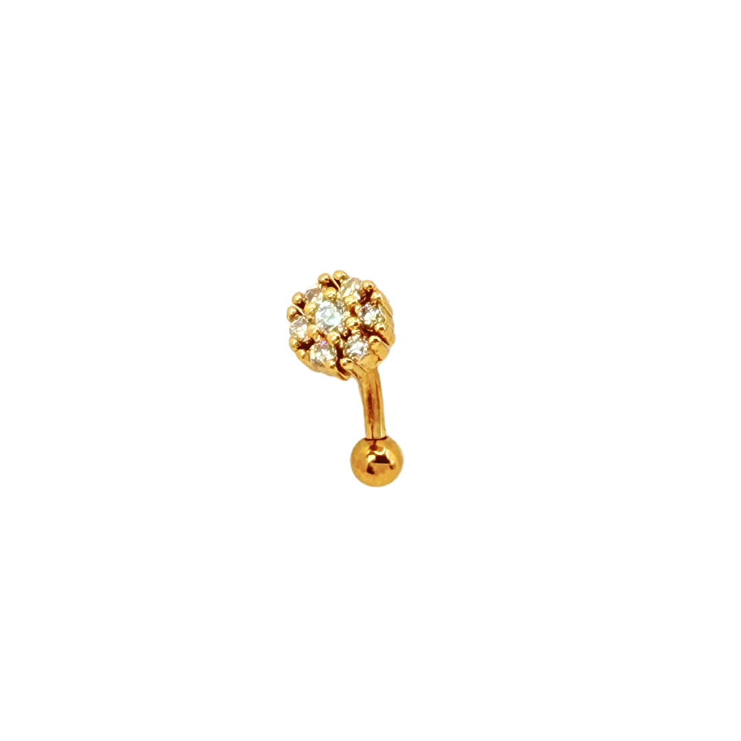 Piercing Acero Quirúrgico Banana Dorado Flor Circular