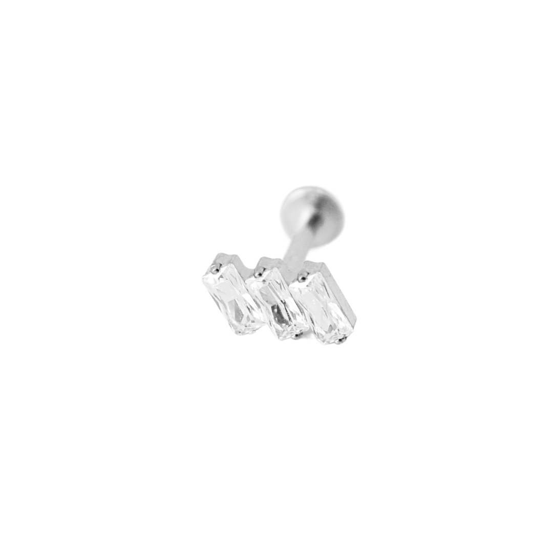 Piercing Titanio Plateado Crystal