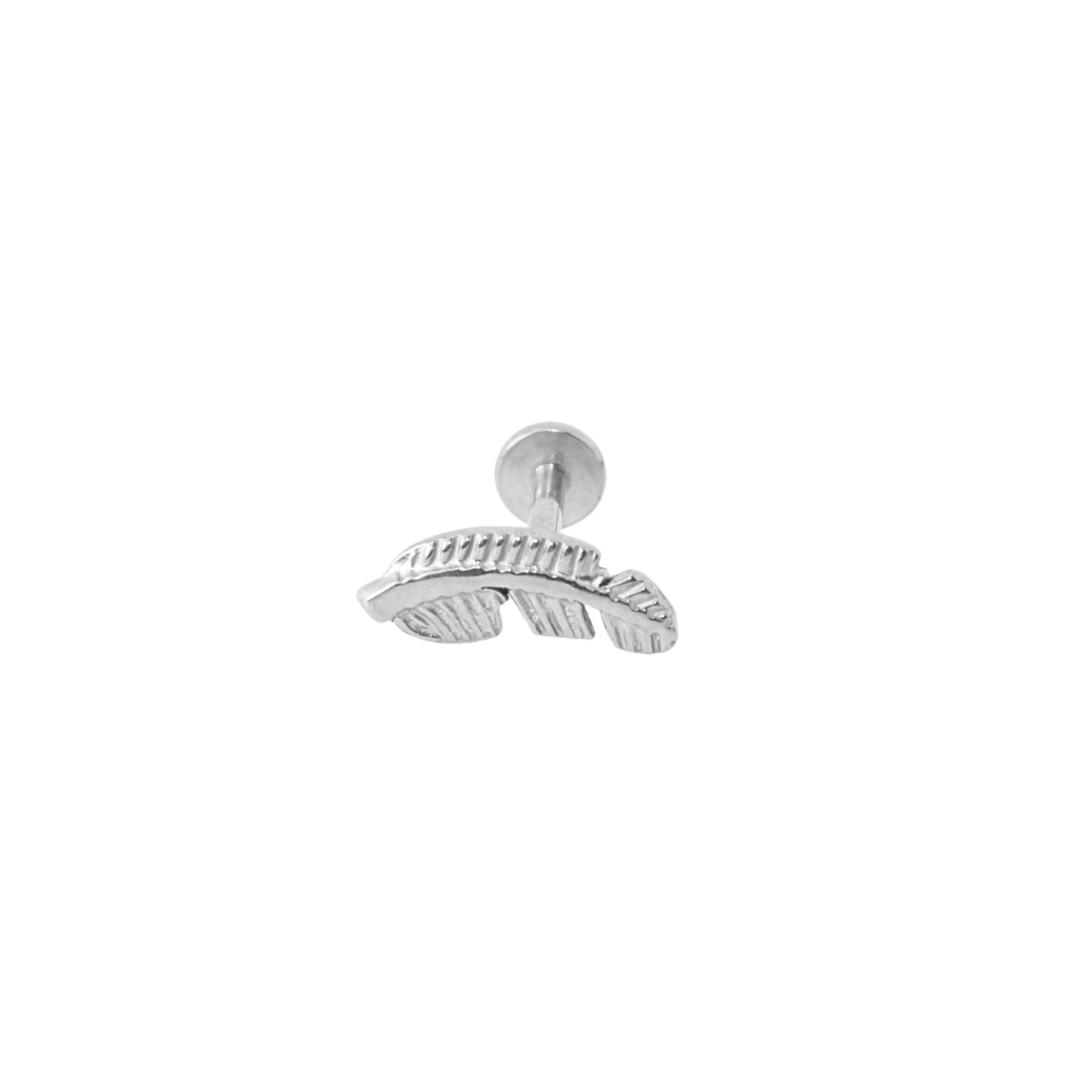Piercing Titanio Plateado Pluma