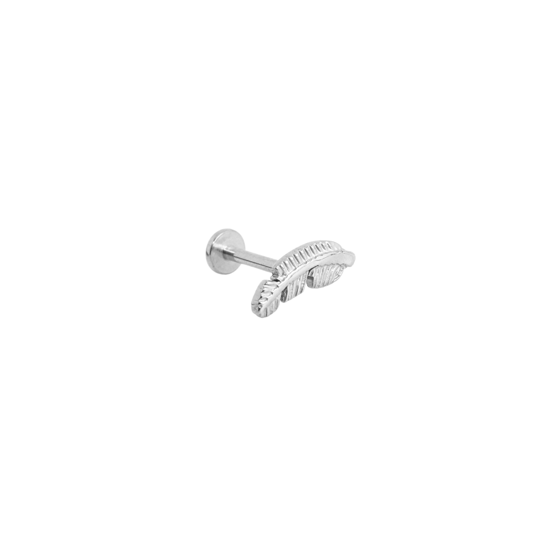 Piercing Titanio Plateado Pluma
