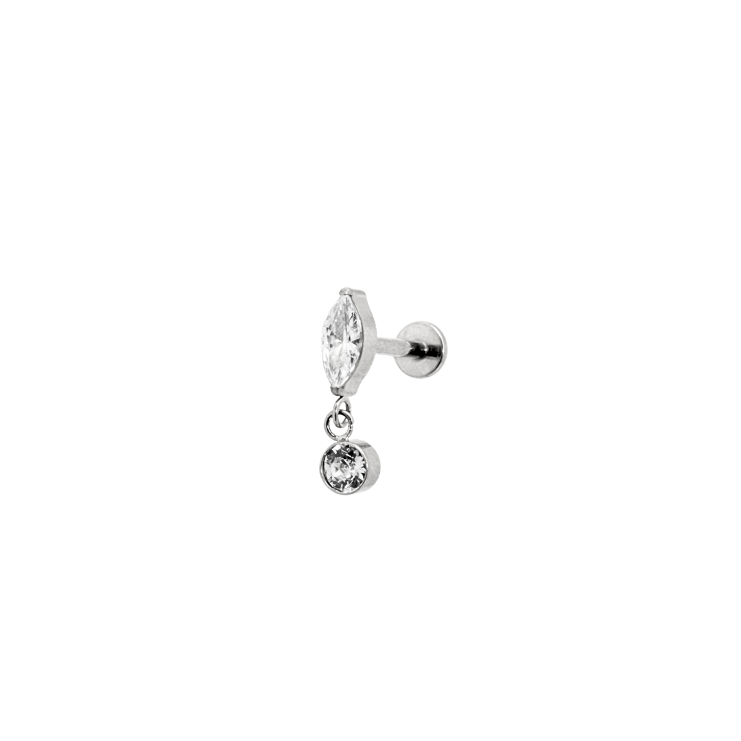 Piercing Titanio Plateado Ovalado