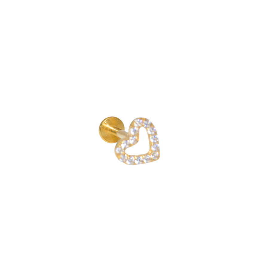 Piercing titanio dorado corazón circonias