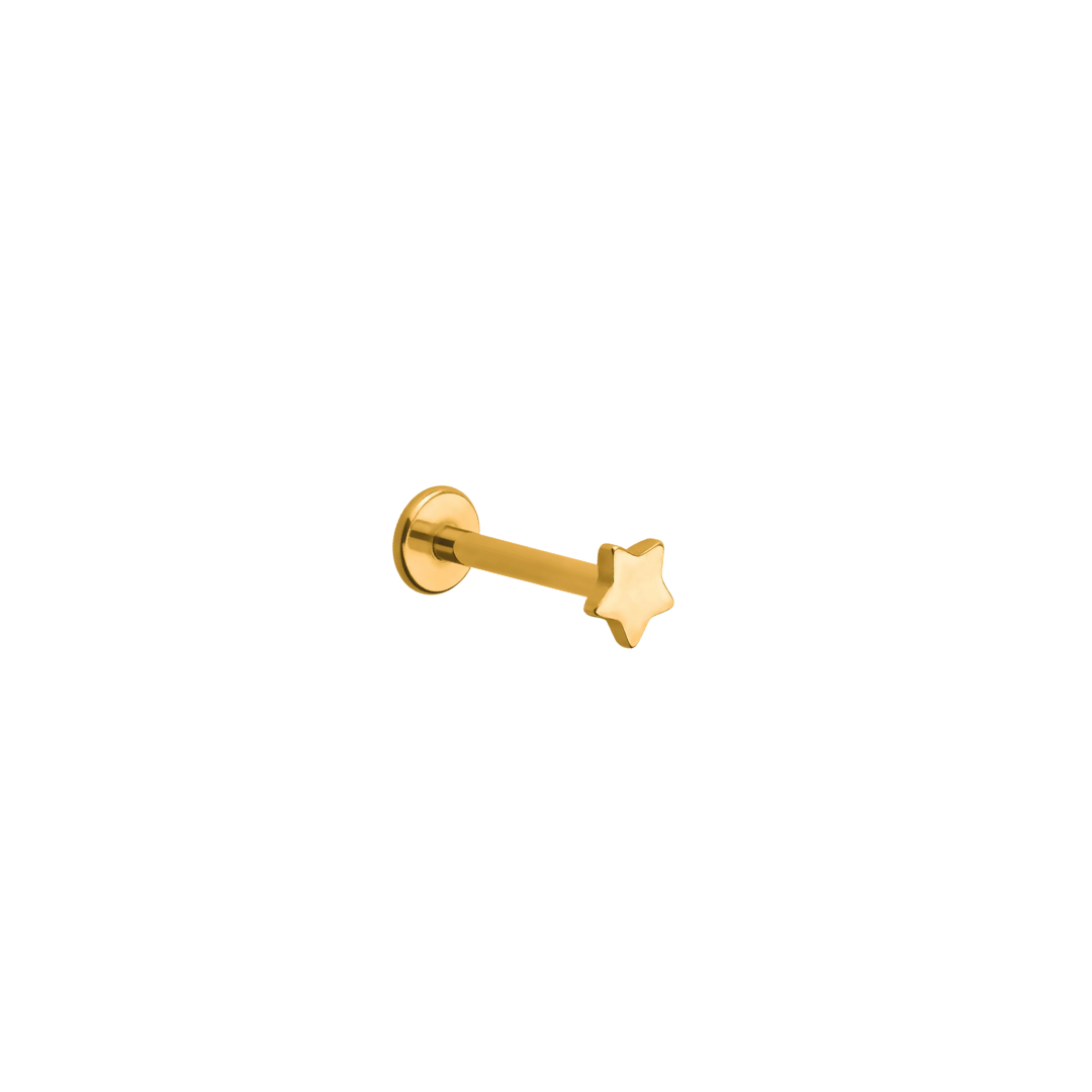 Piercing titanio dorado estrella lisa