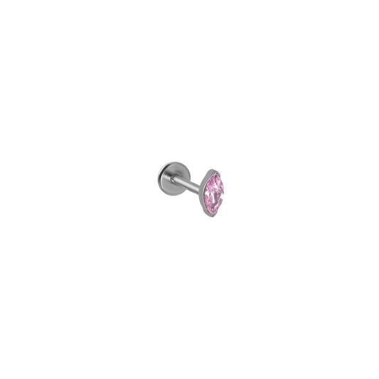 Piercing Titanio Plateado Marquis Rosa