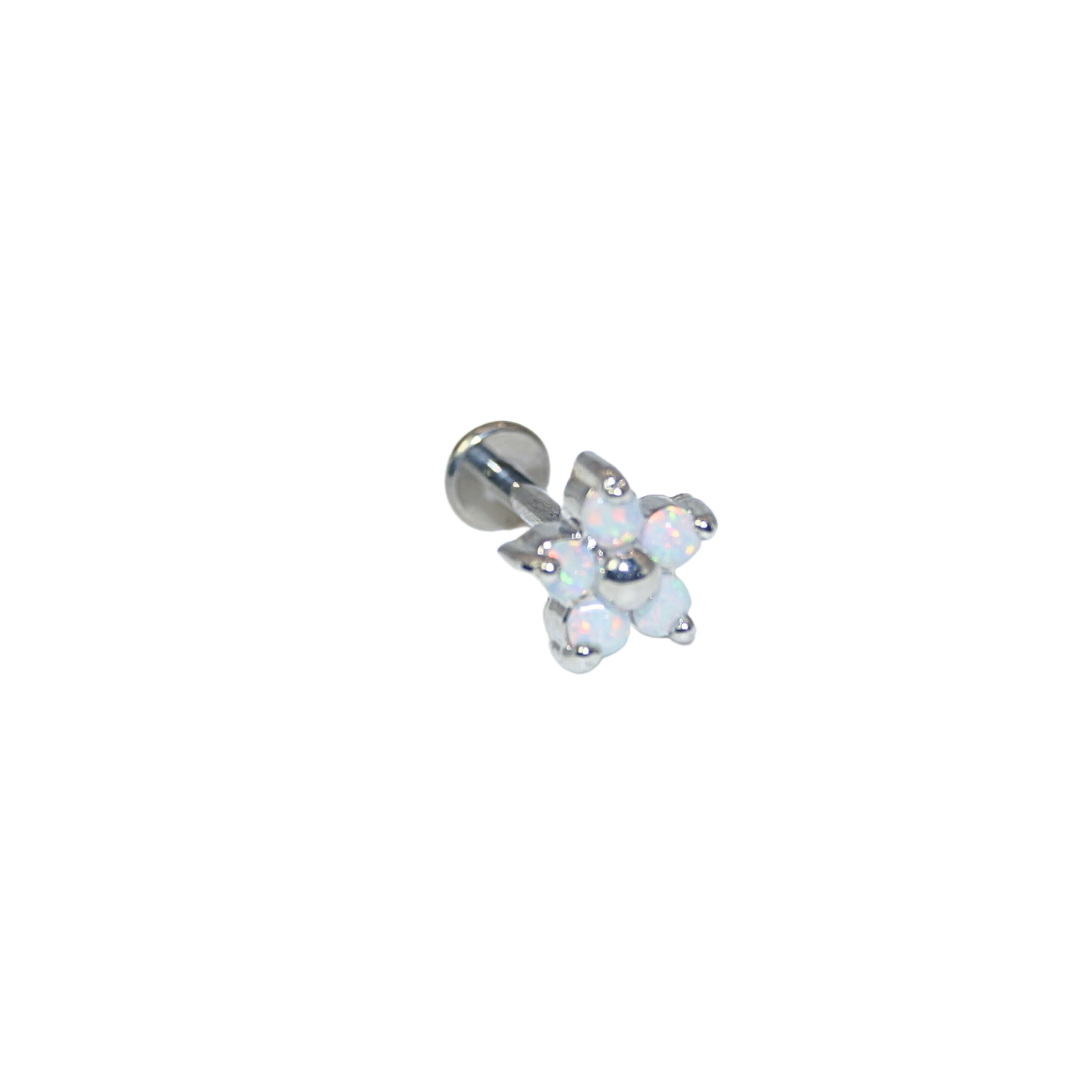 Piercing titanio plateado flor tornasol