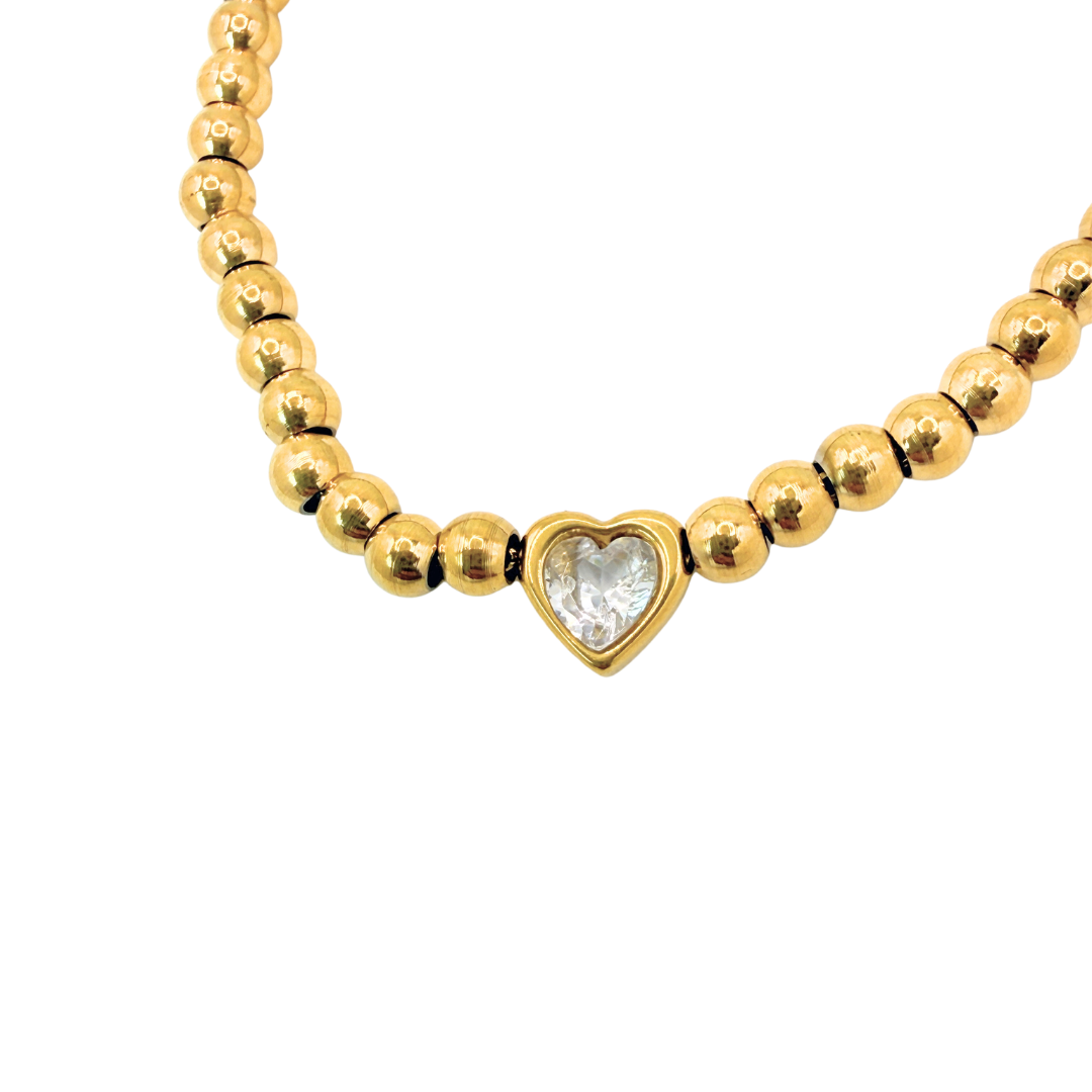 Pulsera bolitas corazon