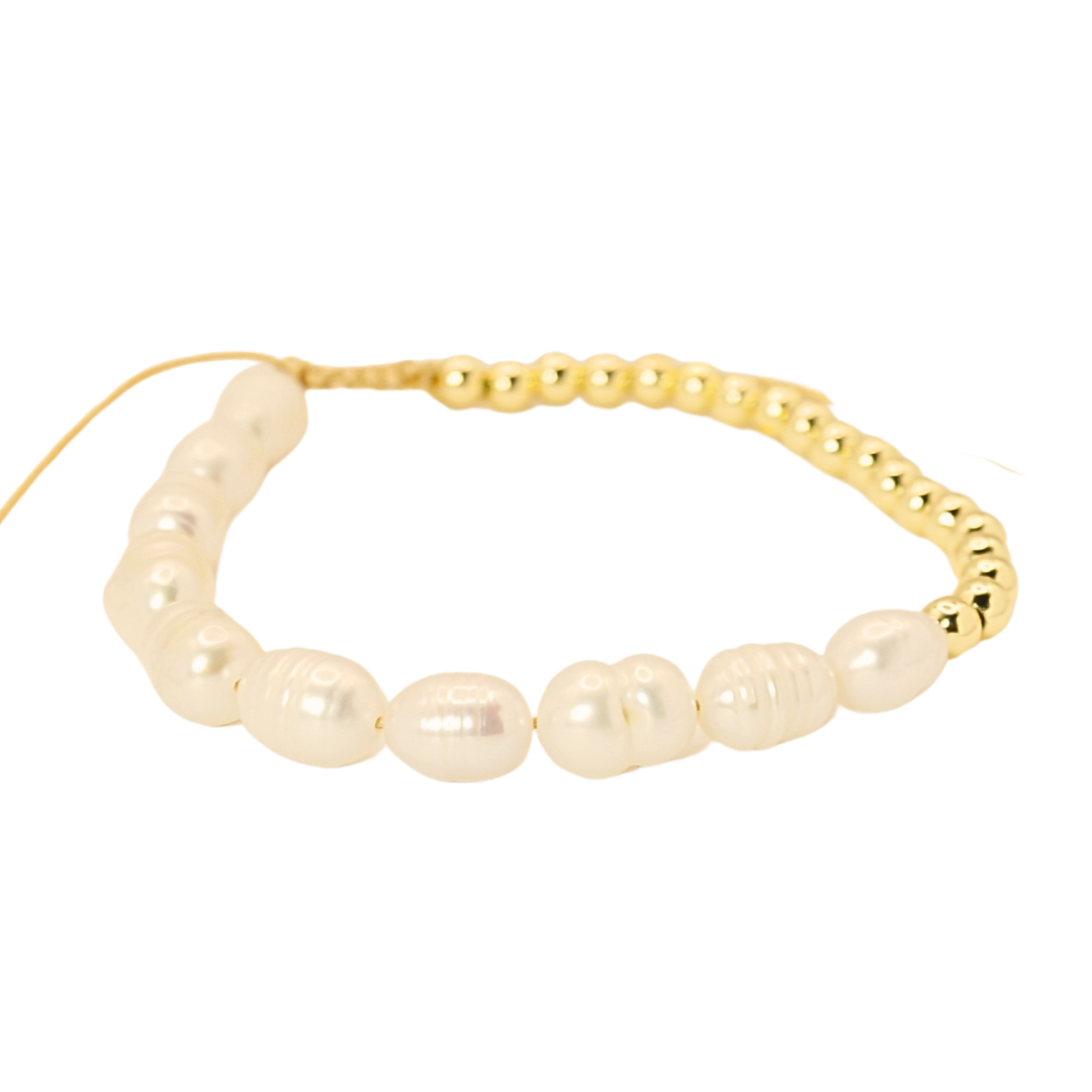 Pulsera perlas doradas