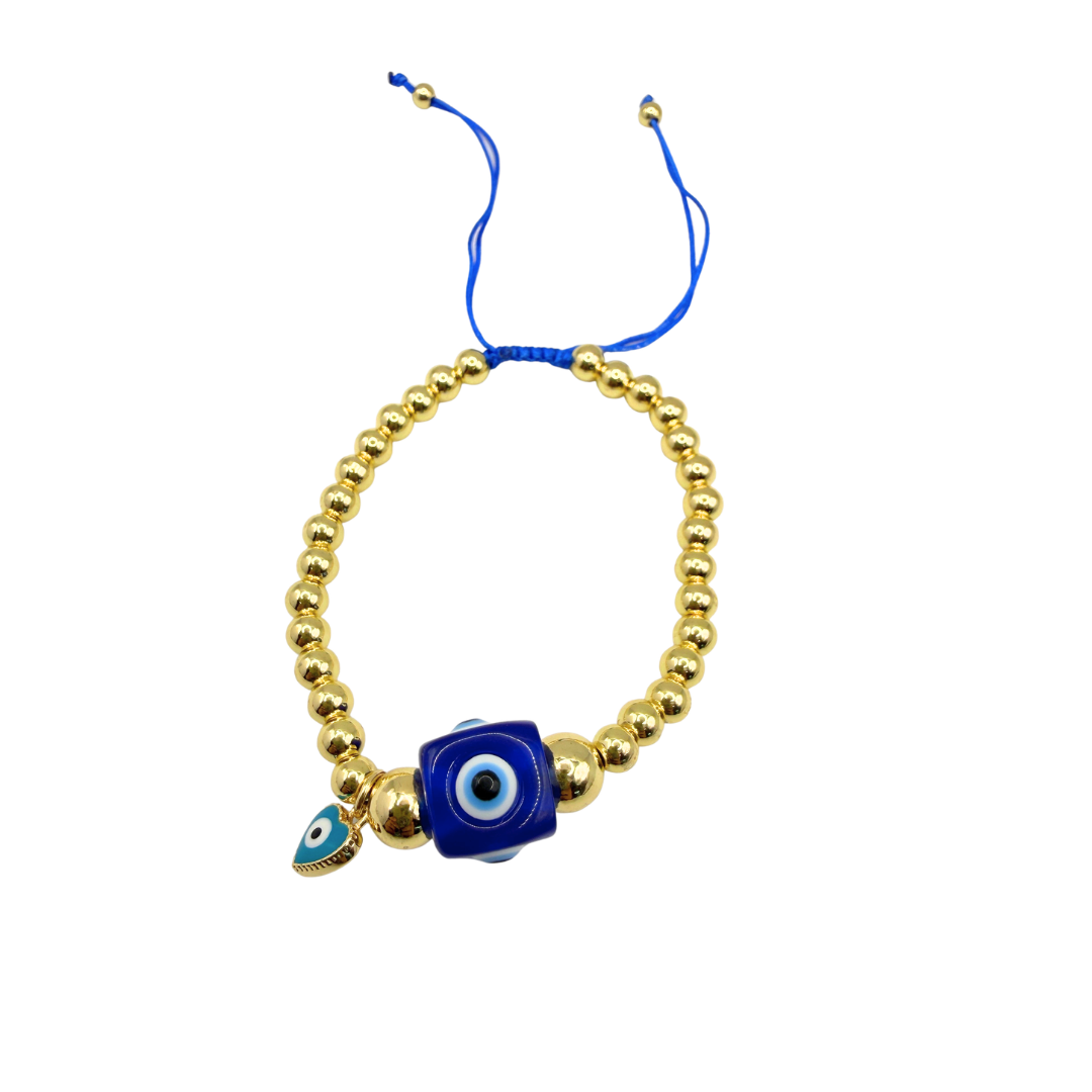 Pulsera cuadro ojo turco azul