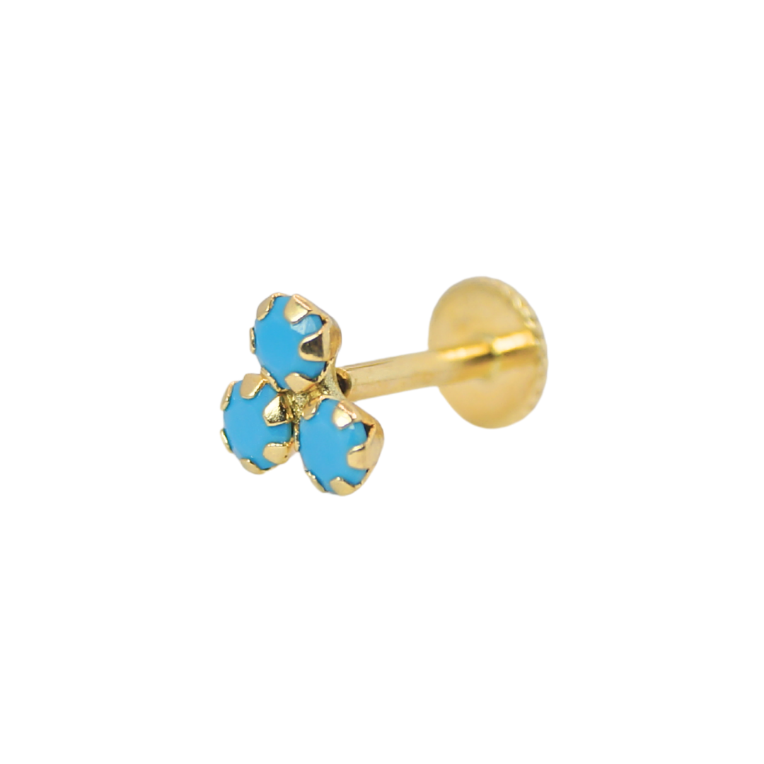 Trio circonias turquesa 14k