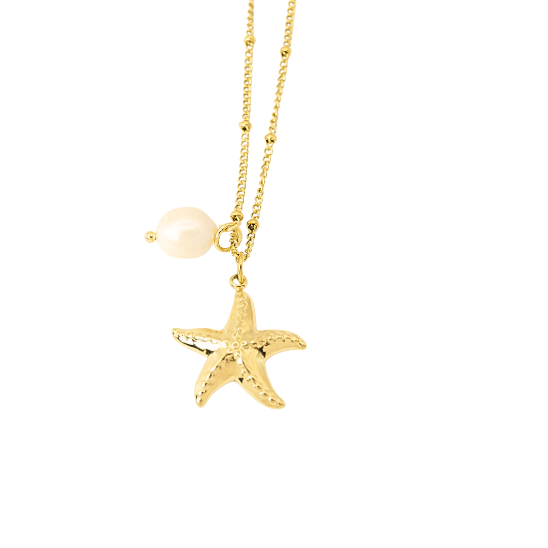 Collar estrella de mar con perlita