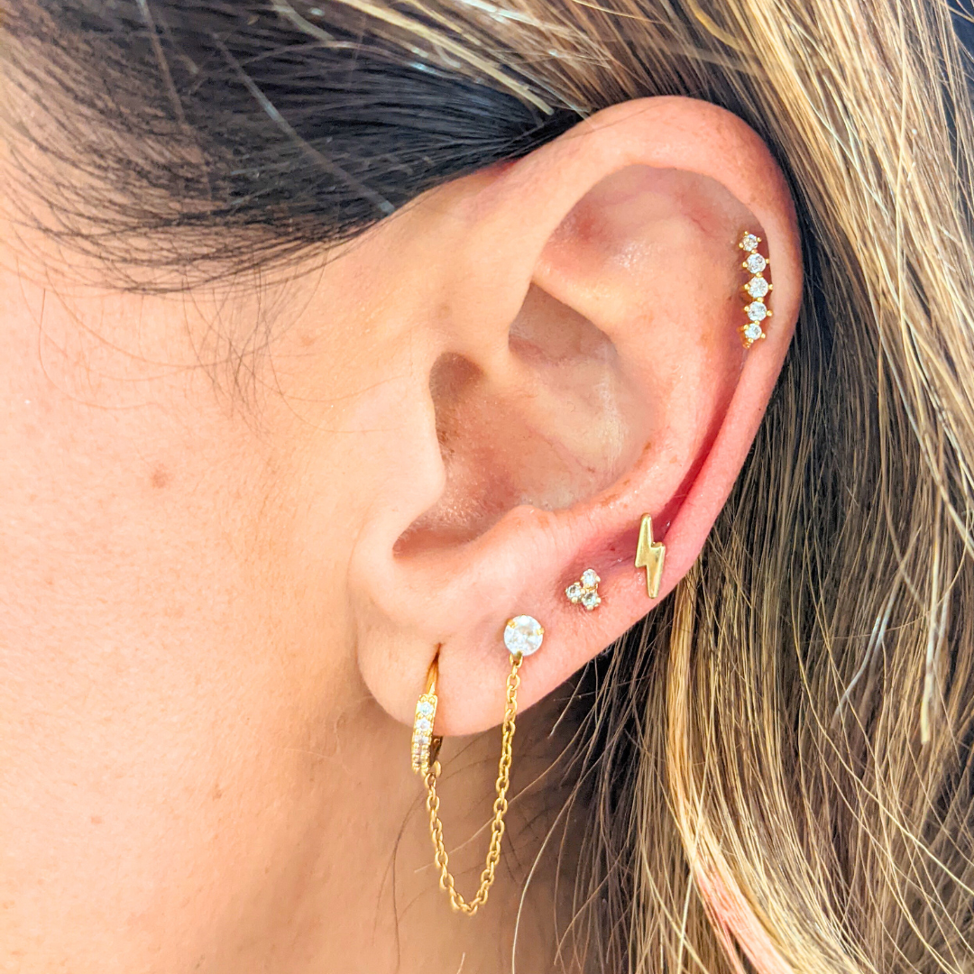 Hoop Circonia Con Cadena