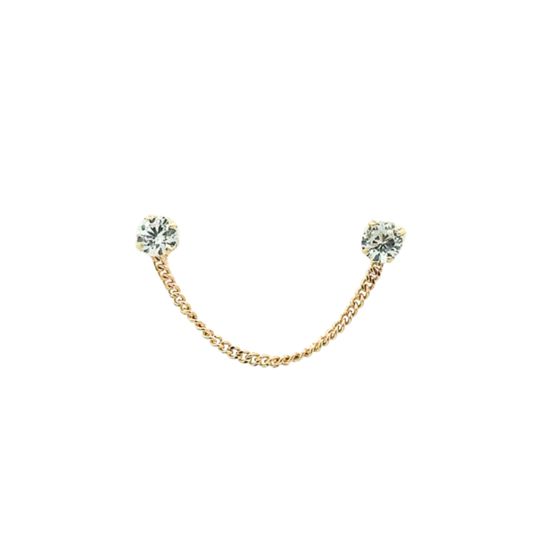 Doble White Stud Cadena 10K