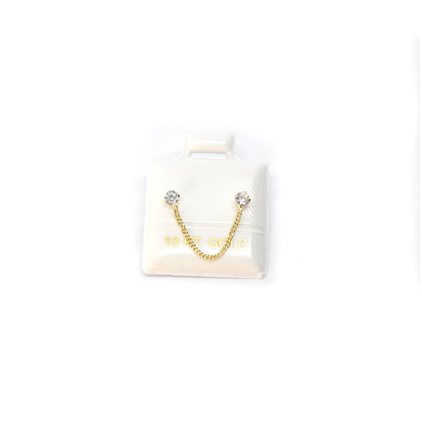 Doble White Stud Cadena 10K