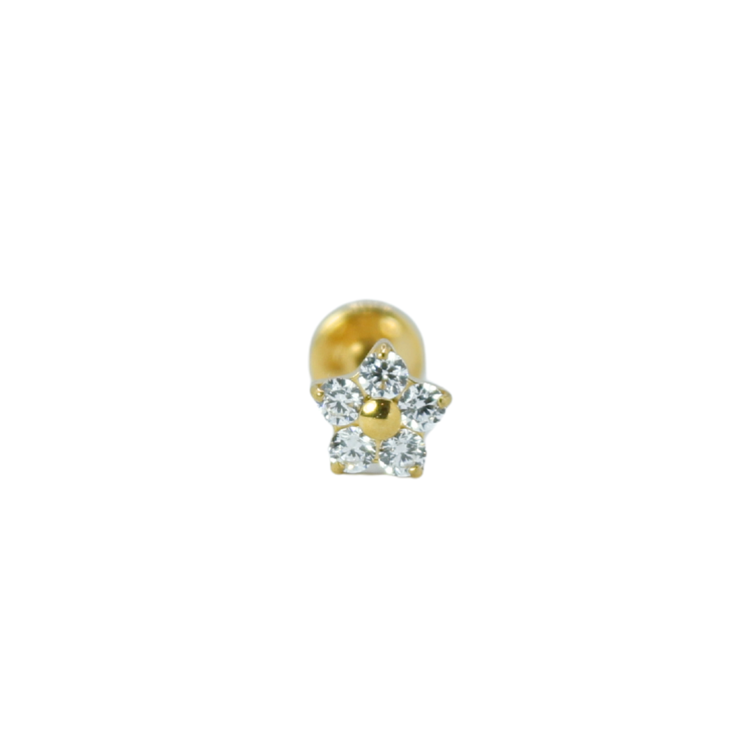 Piercing Titanio Dorado Flor Circonia Mini
