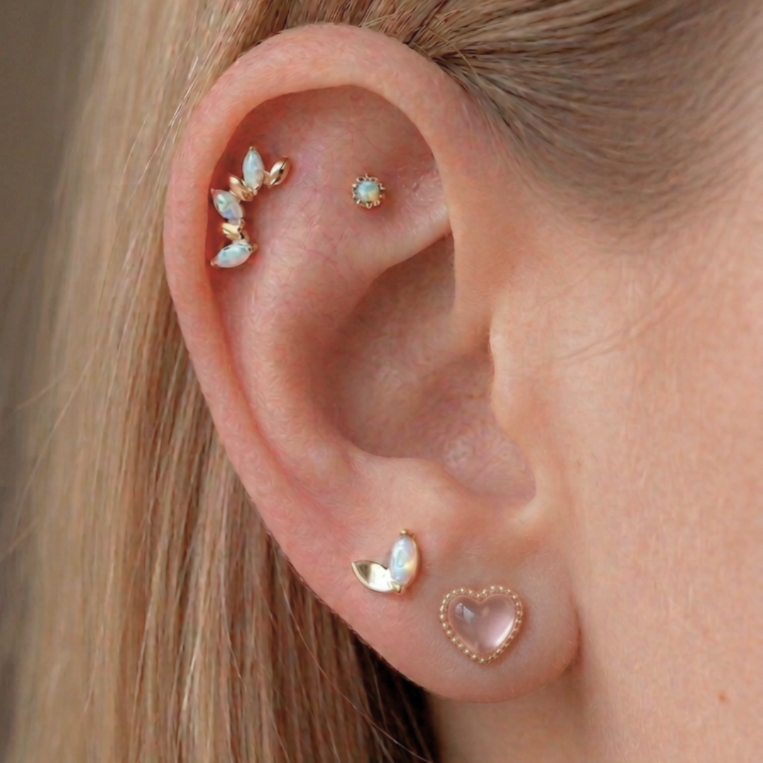 Piercing Acero Quirúrgico Dorado Pétalos Tornasol