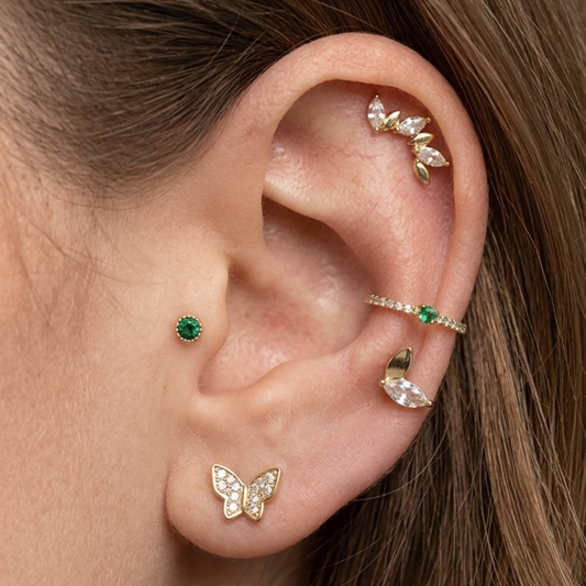 Piercing Titanio Dorado Clicker Fairy Verde 8mm