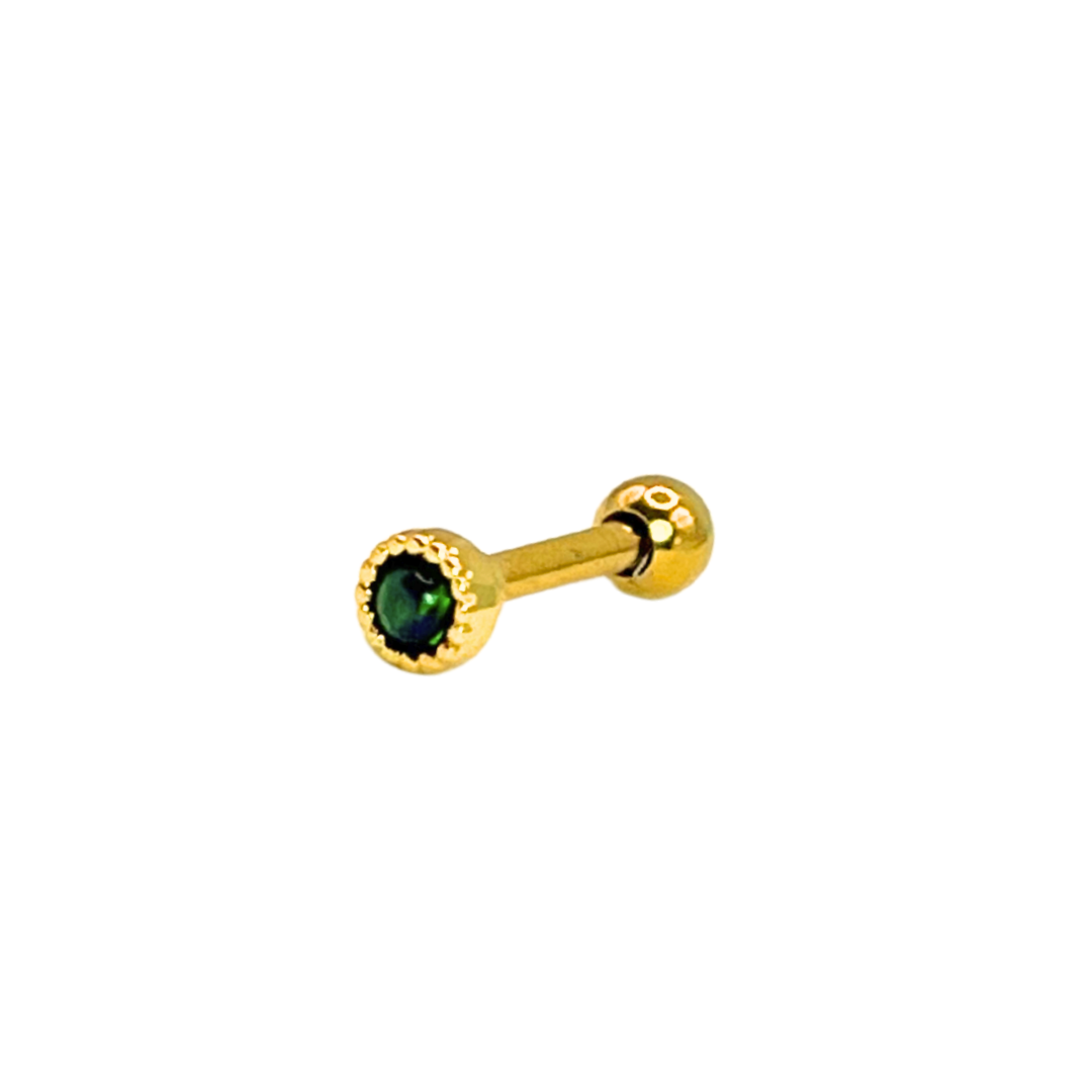 Piercing Acero Quirúrgico Dorado Perla Onix