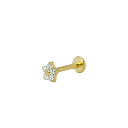 Piercing Titanio Dorado Flor Circonia Mini