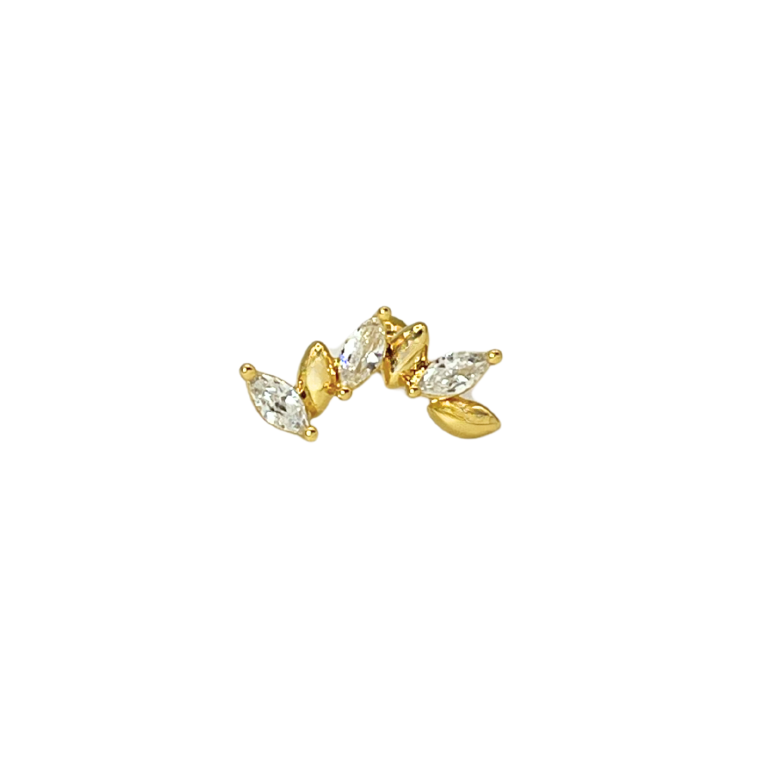 Piercing Acero Quirúrgico Dorado Pétalos Circonias