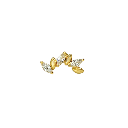 Piercing Acero Quirúrgico Dorado Pétalos Circonias