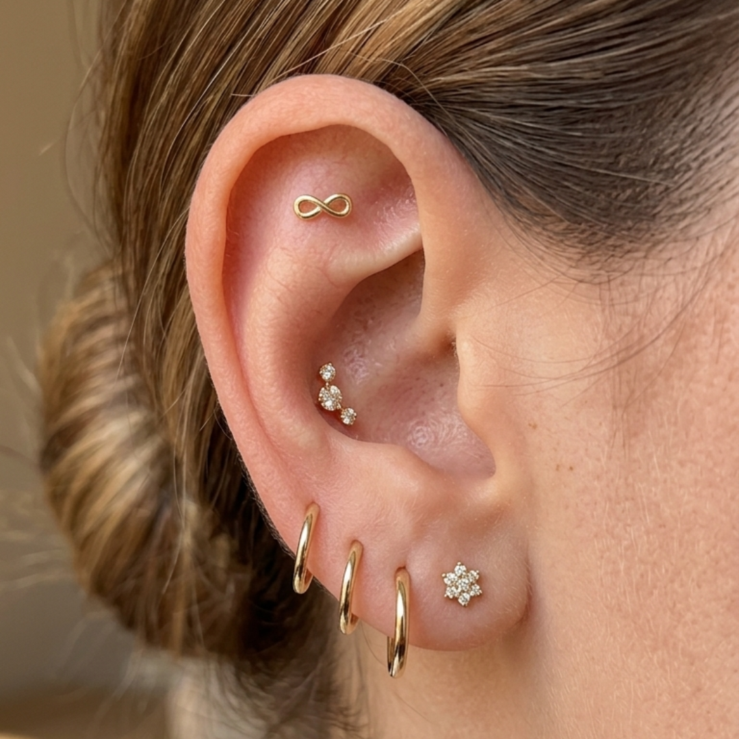 Tres circonias 14k
